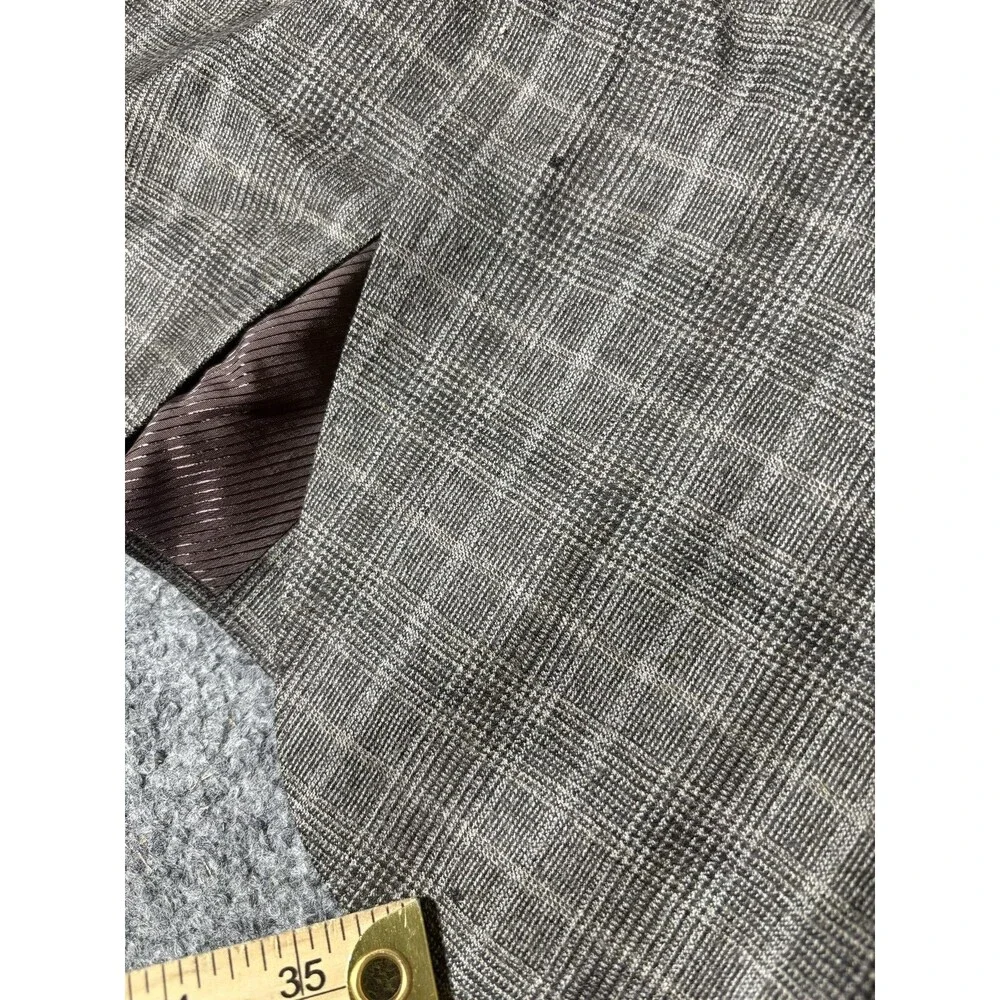 Hugo Boss Sport Coat Mens 42L Brown Check Wool Super 100 2 Btn Notch Tweed